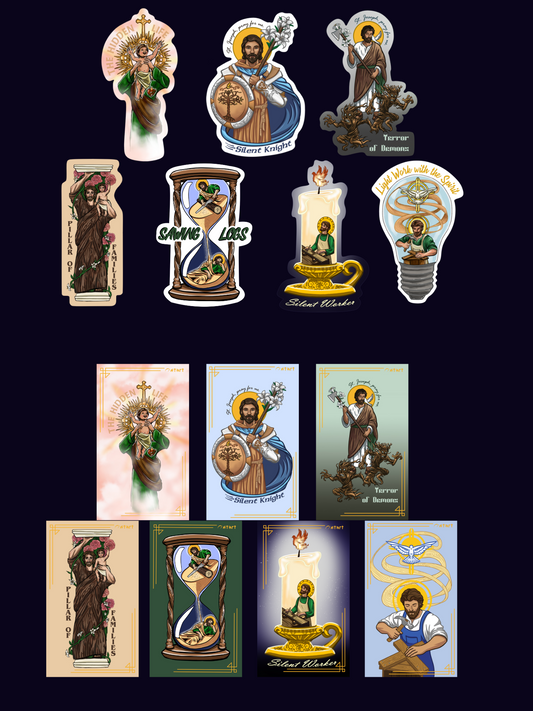 St. Joseph Variety Pack Sticker & Prayer Card Combo